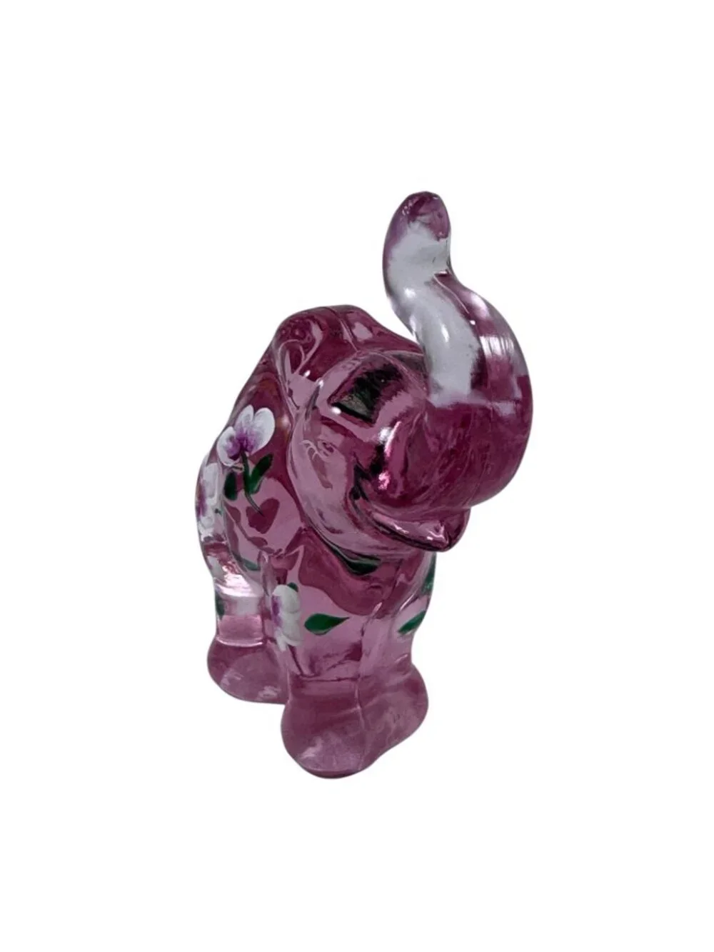 Lenox Fenton Mini Elephant Pink Glass Rosemilk Hand Painted Vintage 2003
